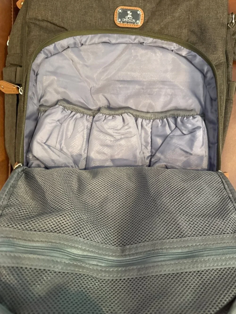 Dikaslon Diaper Bag Backpack Olive Green Quilted Travel Baby Bag Changing Pad